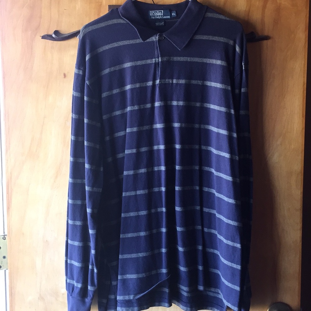 Grey and navy blue long sleeve Ralph Lauren Polo